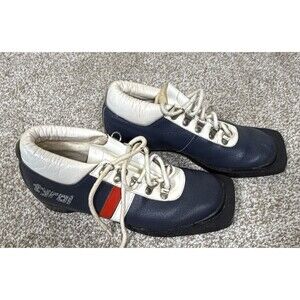 Vintage Tyrol Cross Country Ski Boots 6 Navy Blue White Red 3 Pin Romania